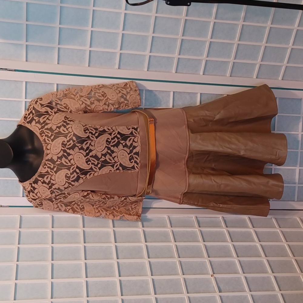 NEW! S Katia Dress lace with faux leather 5415